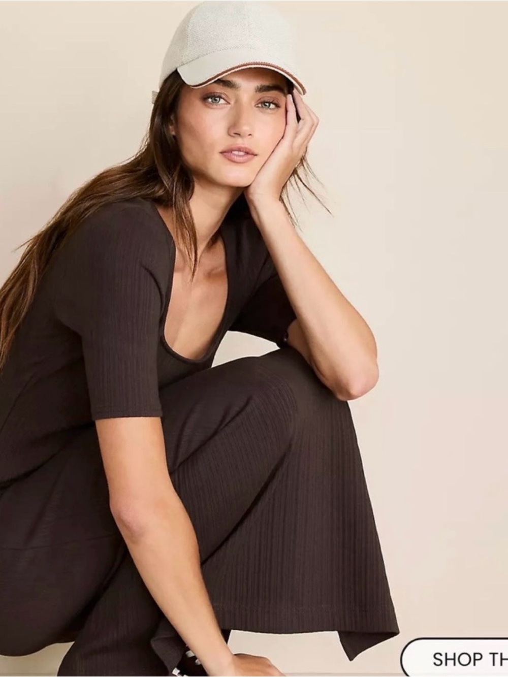 Lou & Grey Ribbed Maxi Dress in Dark Brown